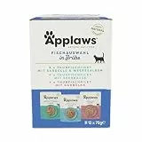 Applaws Premium Natural Katzenfutter Nass, Fischauswahl in Brühe 70g Portionsbeutel (12x70g )