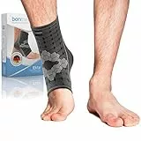 bonmedico Sprunggelenkbandage - Rutschfeste Knöchelbandage Sprunggelenk für Damen & Herren - Stützende Bandage für Fußgelenk, Achillessehne - Wellness Geschenke - 1 Fußbandage (Grau, M)