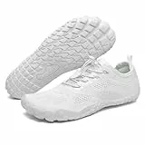 SAGUARO Barfuss Schuhe Damen Barfußschuhe Herren Barfussschuhe Outdoor Traillaufschuhe Leicht Barfuß Schuhe Barefoot Shoes Mit Zero-Drop Solhe,Smart I - Barfußschuhe Weiß,Gr.43