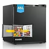 FOHERE Mini Kühlschrank 46L mit Eisfach | Kühlschrank Klein | Temperaturregelung, Energiesparend, Leise | Getränkekühlschrank Ideal für Büro, Camping und Gaming |Wechselbarer Türanschlag | Schwarz