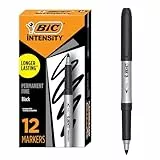 BIC Intensity Marker Ultra Fine, in schwarz, 12er Pack, Strichstärke: 0.6 mm, mit gummierter Griffzone