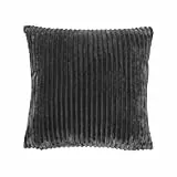 Gözze - Kuschelweicher Kissenbezug in Cord Optik, 2er Set, 50 x 50 cm - Anthrazit