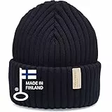 Merino Beanie Damen - 100% Extra feine Merinowolle, mulesingfrei - Made in Finnland - Dunkelblau, One Size - Perfekt für kalte Tage, Wintermütze weich & atmungsaktiv - Strickmütze Damen blau