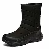 TLOLA Winterstiefel Herren Wasserdicht Winterschuhe Warm Gefüttert Schneestiefel Leicht Wanderschuhe Trekkingschuhe Rutschfest Stiefel Herren Arbeiten Ski Outdoor Boots Herren (Schwarz EU 47)