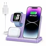 JARGOU 3 in 1 iPhone Ladestation Kabelloses Ladegerät für Apple, Wireless Charger für iPhone 16 15 14 13 12 11 Pro Max/XS/8, für Apple Watch 10/9/Ultra 2/8/7/6/SE/5/4/3/AirPods Pro 4/3/2