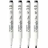 Artline Kalligraphiestifte Set für Anfänger - 4er-Pack, schwarze Schönschreibstifte mit verschiedenen Spitzen (1, 2, 3 & 4 mm) zum Schreiben & Handlettering, wasserfeste Tinte - Kalligraphie-Set