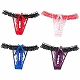 KHUFUZI Frauen sexy Unterwäsche Unterwäsche Spitze Tangas Höschen Niedliche G-Strings Kurzes Geschenk für Freundin (4 Farben Pack D)