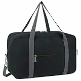 für Ryanair Handgepäck 40x20x25 & Handgepäck Tasche für Flugzeug - Faltbare Klein Reisetasche Damen & Weekender Damen - Handgepäck Koffer 20L (Schwarz (mit Schultergurt))