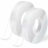 Art3d 8m Doppelseitiges Klebeband Nano Extra Stark Transparent Double Sided Tape 2 Rollen Mehrzweck-Klebeband Teppichmatte Fotorahmen Küche Bastelwandmontage Zuhause AutoTeppich