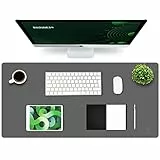 K KNODEL Tischunterlage, Schreibtischunterlage, 90 x 43cm PVC Tischunterlage, Laptop Tischunterlage, wasserdichte Schreibunterlage für Büro- oder Heimbereich, doppelseitig (Dunkelgrau/Schwarz)