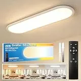 L5L3D LED Deckenleuchte mit Fernbedienung, 24W Dimmbar, 2700K-6500K, 3000 Lumen, IP44 Wasserfest, Speicherfunktion Nachtlicht für Wohnzimmer Schlafzimmer Küche Badezimmer Flur, 60x20cm Oval Weiß