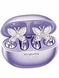 Kinglucky Upgrade Open-Ear Kopfhörer mit Schmetterling-Ohrringen, Non-In-Ear Design, hoher, 50 Std. Akkulaufzeit, Bluetooth 6.0, ideal für kleine Ohren & Brillenträger, Lila