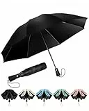 Chakipee Regenschirm Groß Sturmfest Kompakter Reise für Damen und Herren– Automatik Auf und Zu Taschenschirm Tragbarer UV-Schirm, Taschenschirme Schwarz 210T Beschichtung 97 cm Spannweite 8 Rippen