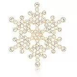 Kiiwah Weihnachten Schneeflocken Brosche, Kristall Strasssteinen Brosche Blume Anstecknadel Pins für Kleidung Party Dekoration(Gold)