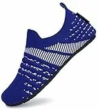 SAGUARO Hausschuhe Kinder Jungen Hüttenschuhe Mädchen Pantoffeln Barfußschuhe Leicht Rutschfest Slipper Weich Kleinkinder Schuhe Stil:082 Blau,Gr.34/35 EU