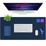K Knodel Schreibtischunterlage, 80cm x 40cm PVC-Leder Tischunterlage, Wasserdichte Laptop Unterlage für Büro (Dunkelblau)