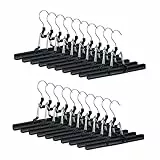 Relaxdays Hosenbügel Metall 20er Set, 360° drehbarer Haken, fest schließend, Rockbügel, gummierte Klemmen, 26cm, schwarz