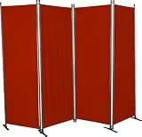 ANGERER Paravent 4-teilig, Sicht- & Sonnenschutz, Raumtrenner, Innen & Outdoor Büro Balkon/Terrasse, Schlafzimmer, Garten, Made in Germany, waschbare Bezüge, Swingtex Bordeaux