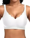 Jiuday BH Damen ohne Bügel Große Brüste Soft Bequemer Jelly Bra Nahtloser Push Up BH Seamless T Shirt Bügelloser Gepolstert Klassische Bralette (Weiß,L)