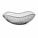 Obstschale, Metall Obstschale, 1 Obstkorb, Früchtekorb, Draht Obstkorb, Obstschalen, Handgeschweißt, Rutschfest, Starke Tragfähigkeit, für Obst, Gemüse, Kleinigkeiten, Dekoration (Schwarz)