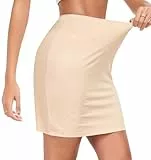 Vlazom Damen Unterrock Kurz Petticoat Knielang Halbrock Unsichtbar Unterkleid Nachtkleid Elegantes Silky Touch（S，Nude）
