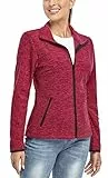 Soneven Fleecejacke Damen, Damen Fleece Jacke mit Durchgehendem Reißverschluss Langärmlig Leicht Sweatjacke Warm Winter für Wandern Outdoor Running Ski,Rosa S