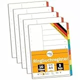 perfect line - Ordner-Register A4 10-teilig 5er Set – Recycling-Karton 160g/m² – Blauer Engel zertifiziert – Made in Germany – Ringbuch Trennblätter