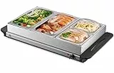 Buffetwärmer | Warmhalteplatte | Speisewärmer | 300 Watt | 4 Speisebehälter | Buffet Wärmer | Speisenwärmer | Chafing Dishes Speise Wärmer | Buffet & Catering