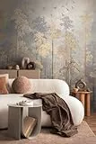 Livingwalls Fototapete mit Wald-Design in Beige, Blau, Gelb - Vintage Vliestapete 8,80 m x 0,53 m Natur-Motiv by COSMOPLITAN - 791447