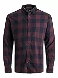 JACK&JONES Hemd Slim Fit Business Shirt Weiches Langarm Twill Oberteil aus Baumwolle JJEGINGHAM