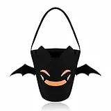 Lusofie Halloween Trick or Treat Tasche Fledermaus Halloween Tüten für Süßigkeiten Wiederverwendbare Tragetasche aus Segeltuch Geschenktasche für Kinder Halloween Party Hexenkessel (26,9 x 22,3 cm)