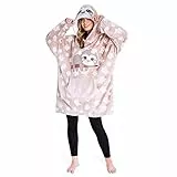 CityComfort Übergröße Kapuzenpullover Decke mit Ärmeln Blanket Hoodie Decke Oversized (Beiges Faultier)