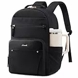LOVEVOOK Laptop Rucksack Damen, Wasserdicht 15,6 Zoll Arbeitsrucksack Schulrucksack Teenager für Große Trinkflasche, Elegant Schultasche Rucksäcke Backpack für Arbeit Schule Uni Reise, Schwarz
