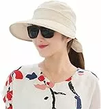 Sonnenhut Damen Sonnenschutz Strandhut mit Reißverschluss Sommerhut Breite Krempe Sonnenmütze Abnehmbar Kappe Frauen Faltbar Atmungsaktiv Mütze Visor Cap Outdoor Hut für Golf Reisen Wandern
