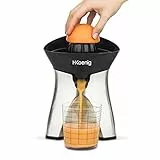 H.Koenig Elektrische Zitruspresse Edelstahl AGR60 BPA-frei, automatisch, schnell, leise, tropffreier Auslauf, spülmaschinenfest, 2 austauschbare Presskegel, 60W