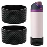 WK IEASON 2Pcs Silikon Wasserflasche Boot für Owala 32oz, schützende Flasche unten Abdeckung Basis für Owala FreeSip Twist und Flip Flask Flaschen (Diamantschwarz,32OZ)