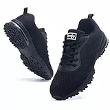 GANNOU Laufschuhe Herren Joggingschuhe Turnschuhe Atmungsaktiv Leicht Schuhe Herren mit Dämpfung Schwarz Größe 43