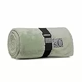 s.Oliver Kuschelsoft Decke 150x200 cm - flauschig, warm & waschbar, Kuscheldecke Salbei Uni