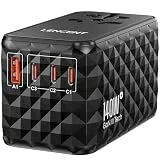 LENCENT 140W Reiseadapter Weltweit, Universal Reisestecker Weltreise Adapter mit 1 USB A und 3 USB C, Internationaler Steckdosenadapter für USA UK Japan Thailand England Australien(Typ C/G/I/A)