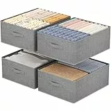 Lifewit Groß 4er Set Aufbewahrungsboxen, 50 x 40 x 20 cm Faltbarer Schrank Aufbewahrungskorb mit EntfernbareTrennwand, Stoff Kleiderschrank Organizer -Aufbewahrung Boxen für Kleidung, Hosen, Socken