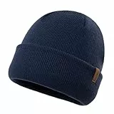 Comhats Unisex Wintermütze Strickmütze Warme Beanie Winter Mütze Cuffed Beanies Damen Herren 91227A_Navy blau
