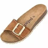 Palado Pantoletten Damen Malta EGS Haze – elegante Sandalen Made in Spain - bequeme Hausschuhe mit Kork-Fußbett - modische Sommerschuhe Braun UK8 - EU41