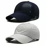 AYPOW 2 Pcs Basecap Herren Damen, Atmungsaktivem Schnelltrocknend MeshBaseball kappen Unisex, Leichte Verstellbar Schildmütze Snapback Caps Sonnenschutz Tennis Laufen Cappy Draußen Sport Sommer