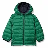 Amazon Essentials Jungen Leichte, Wasserabweisende, verstaubare Kapuzenjacke, Grün, 8 Jahre