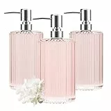 Glas-Seifenspender, 480 ml, vielseitiger Lotion-Flüssigseifenschalenspender, Handseifenspender mit Pumpe für Badezimmer, Arbeitsplatte, Küche, Waschküche, 3 Stück (Rosa)