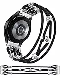 Wearlizer Perlen Armband Kompatibel mit Samsung Galaxy Watch 7/6/4/5/Active 2 40mm 44m, 20mm Geflochtenes Nylon Elastisch Boho Solo Loop-Uhrenarmband für Watch 6 Classic/Watch FE, Schwarz, M