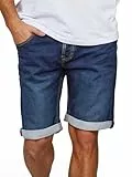 MUSTANG Jeans Shorts Herren Stretch Kurz Regular Fit Chicago Real X Kurze Hosen Sommer Denim Einfarbig Blau w38, Größe:W 38, Farbe:Dark Blue (982)