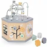 mamabrum 7-in-1 Lernwürfel - Baby Spielzeug mit Motorikschleife, Abakus, Uhr, Zahnräder, Formsortierer & Labyrinth - Spielzeug ab 1 Jahr für Motorik & Entwicklung