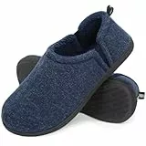 Snug Leaves Herren Fuzzy Kunstwolle Memory Foam Hausschuhe Anti-Rutsch warm Kunst-Sherpa Hausschuhe mit Doppelseitigen elastischen Einsätzen Marineblau,42/43
