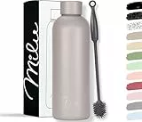 Milu Thermosflasche 500ml Isolierte Edelstahl Thermo Trinkflasche Thermoskanne Auslaufsichere Isolierflasche doppelwandig - Kohlensäure geeignet – inkl. Reinigungsbürste (Taupe Grau, 500ml)